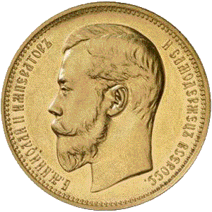 золотая монета сто франков  Николай второй, аверс